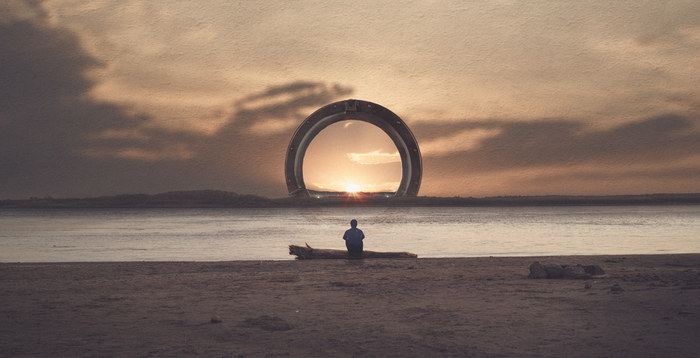 PORTHOLE to another world or why compositing is an interesting thing. - My, My, The photo, Treatment, Retouch, Surrealism, Landscape, Mood, Consciousness, GIF