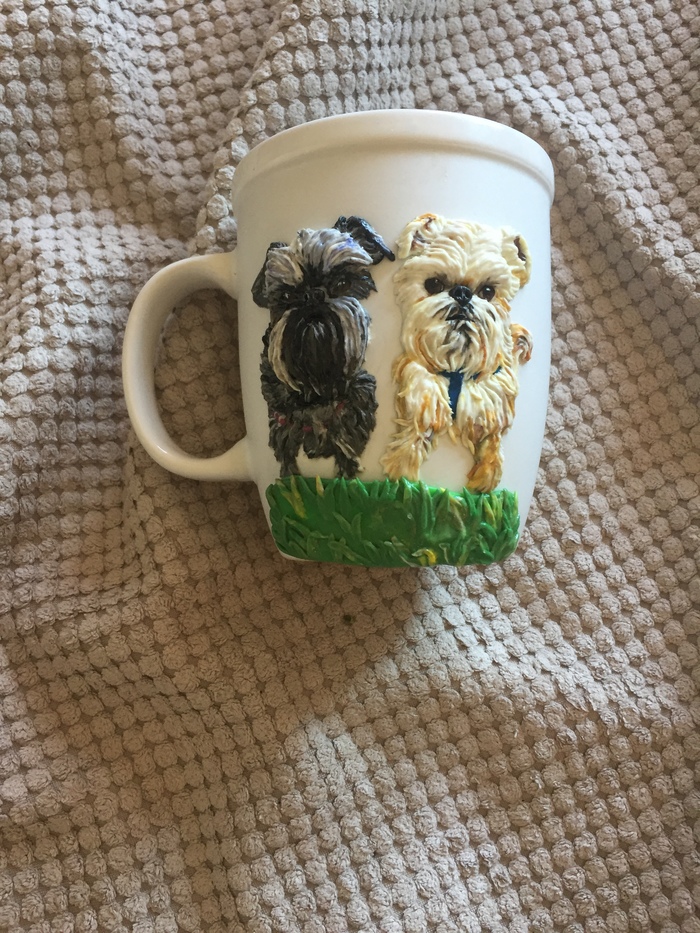 Mugs - My, Dog, van Gogh, Polymer clay, Handmade, Presents, Longpost