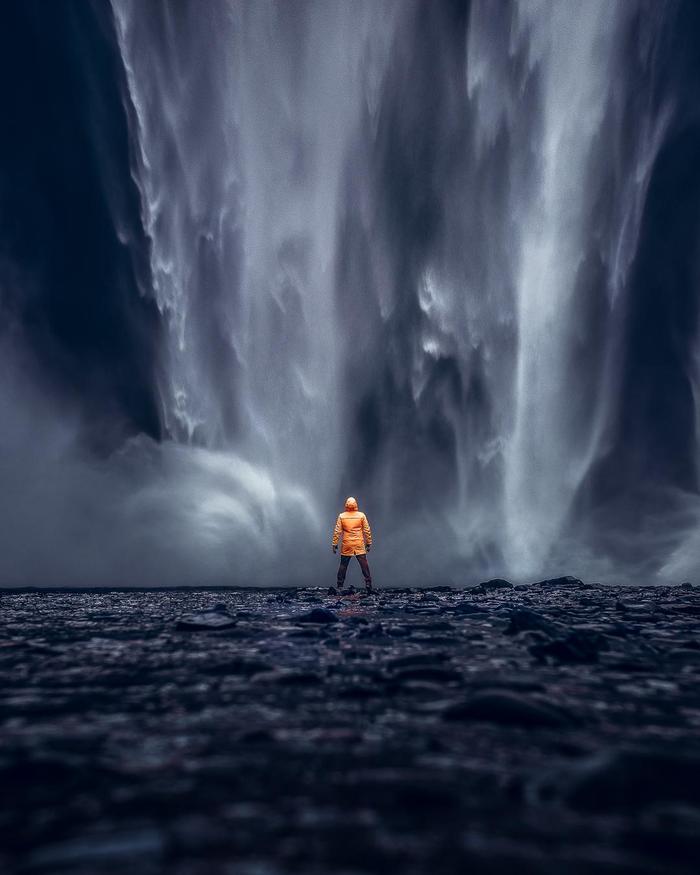 Skogafoss waterfall, Iceland - Waterfall, Iceland, Person, Nature, 