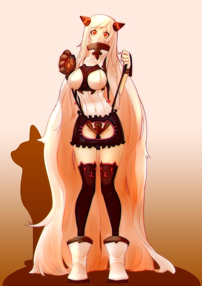 Airfield hime - NSFW, Kantai Collection, Airfield hime, Neko suit, Anime Art, Аниме