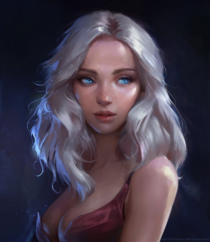 Blue eyed - Art, Drawing, Girls, Blue eyes, Jane Nane