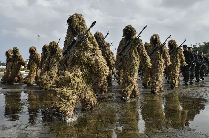 Detachment of combat Zelibob - Indonesia, The soldiers, Parade, Camouflage