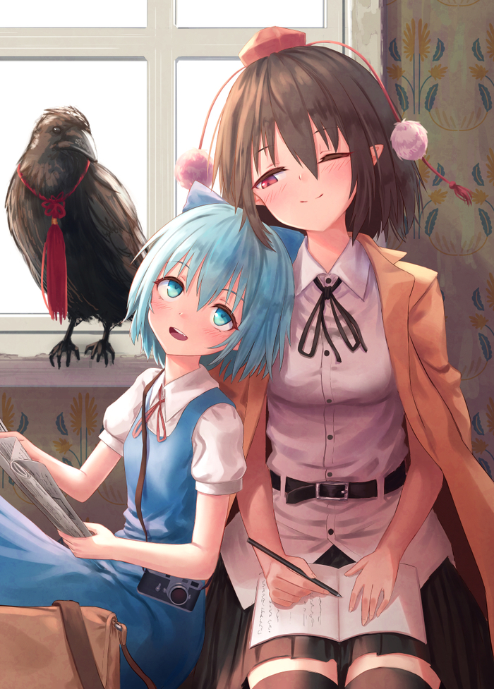 Aya & Cirno - Touhou, Anime art, Anime, Not anime, Shameimaru aya, Cirno, Roke