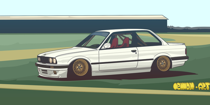 BMW-E30 LEMON ART - Моё, Рисунок, Арт, Машина, Цифровой рисунок, Авто, BMW