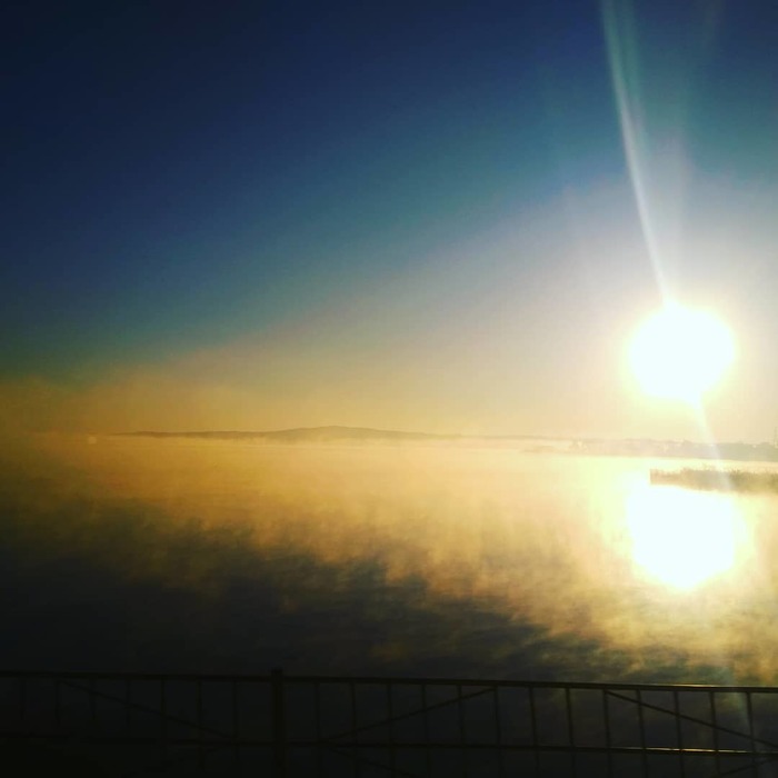 Luchegorsk, hot reservoir, morning - My, Luchegorsk, Morning, The photo