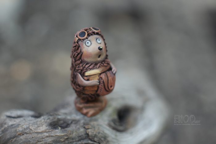 Figurine of the Hedgehog in the fog, steampunk stylization. - My, Hedgehog in the fog, Hedgehog, , Polymer clay, Longpost