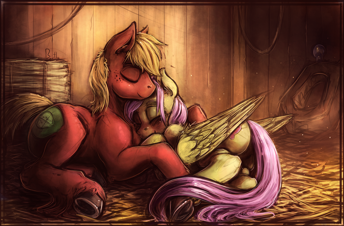 Afternoon Visit My Little Pony, Big Macintosh, Fluttershy, , Ponyart, Banthatic