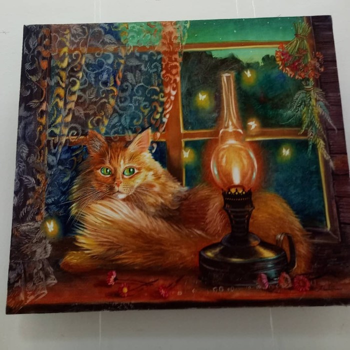 Exhibition Portrait of a Cat - My, Exhibition, cat, Art, Painting, Art object, Longpost, Art object