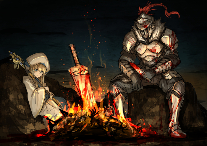 And I'm waiting for the Age of Darkness, then the goblins will disappear. - Goblin slayer, Dark souls, Crossover, Anime art