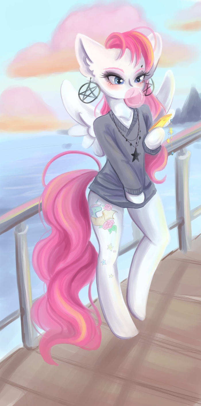 Ponyashk - My, My little pony, Drawing, Anthro, Original character