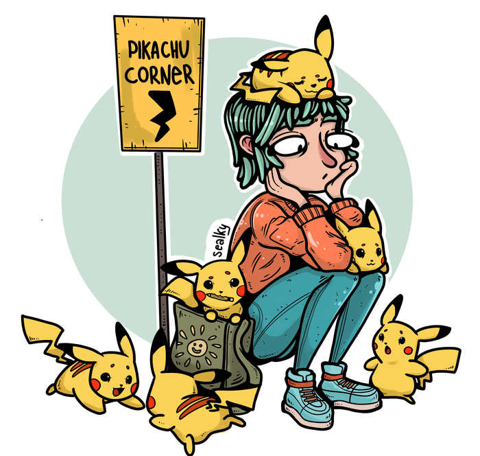 What is the use of the vast world of pokemon go if you have been on the work-shop-home route for many years - My, Pokemon, Digital drawing, Girls, Pikachu, Art, Drawing, Pokemon GO