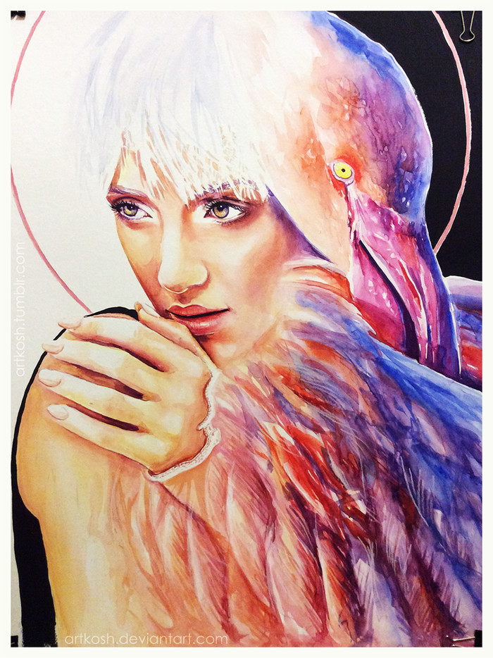 Flamingo - My, Artkosh, Watercolor, Drawing, Birds, Portrait, Flamingo