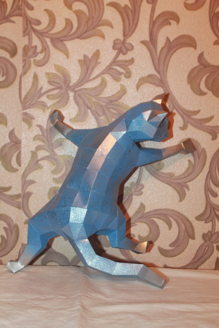 paper cat - My, cat, Paper products, Papercraft, Needlework without process, Longpost