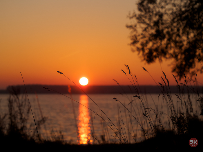 Sunset on the Volga (Continued) - My, The photo, Sunset, Volga, Grass, Sky, Olympus, Volga river