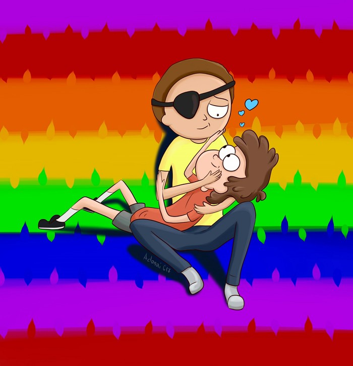 Evil Morty and Dipper. - My, Evil Morty, Dipper pines, Gravity falls, LGBT, Shipping, Crossover, Rick and Morty, Gays
