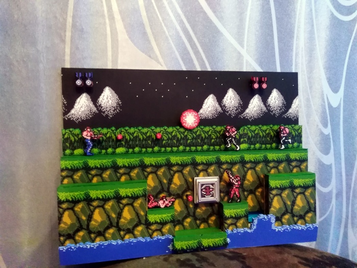 Diorama by Contra NES - My, Contra, Dendy, Diorama, Needlemen, With your own hands, Longpost, Nes