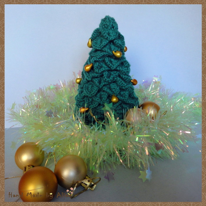 Herringbone - green needles - My, Handmade, , Christmas trees, Knitting, Crochet, New Year, Christmas, Longpost