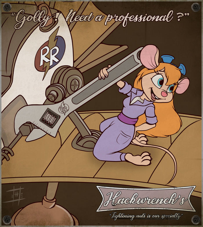 Professional - NSFW, Gadget hackwrench, Walt disney company, Art, Hand-drawn erotica, Furotica, Chip and Dale, , Boobs, Longpost