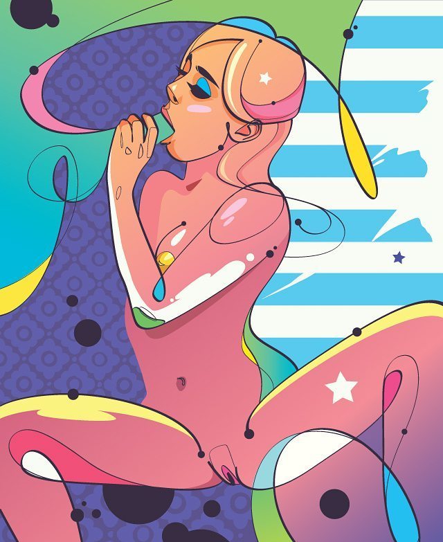 Bright colors and exciting lines, part 2 - NSFW, Erotic, Hand-drawn erotica, Digital drawing, Art, Longpost