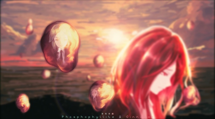 Houseki no Kuni - Anime Art, Аниме, Houseki No Kuni, Phosphophyllite, Cinnabar