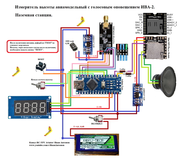 Aircraft model altimeter IVA-2 with voice notification. - Longpost, With your own hands, Video, , , , Aircraft modeling, Atmega328, Project, Arduino, My