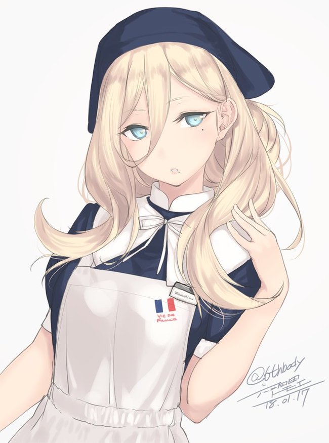 Richelieu (художник: Rokuwata Tomoe) - Kantai Collection, Аниме, Anime Art, Richelieu, Apron