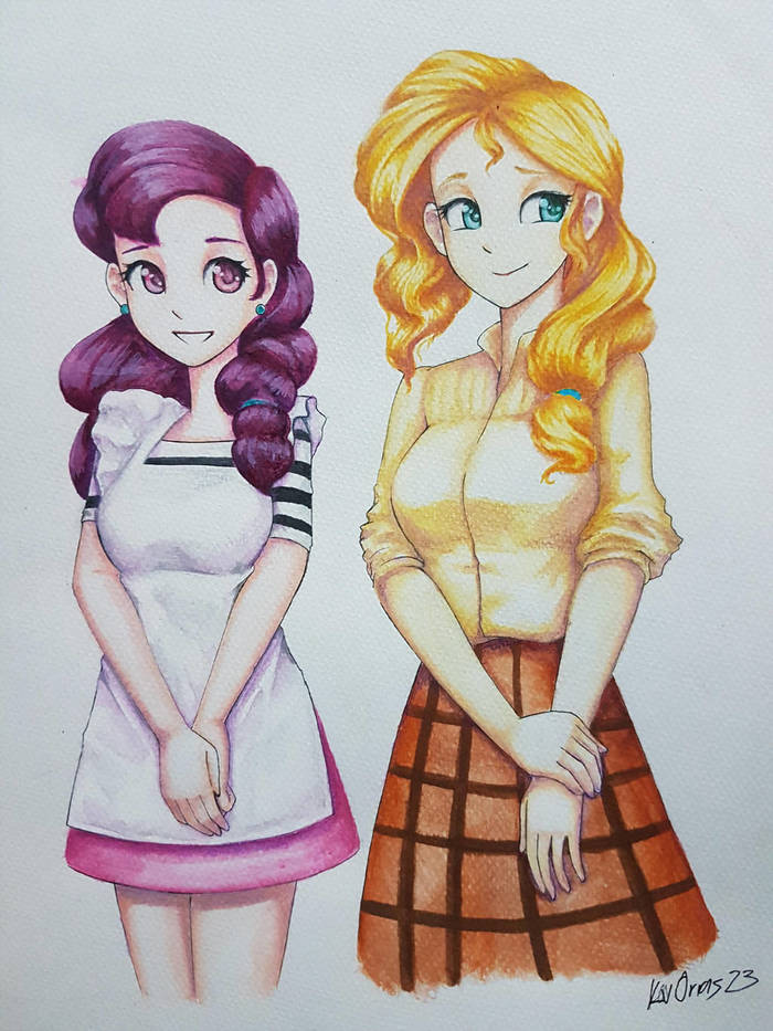 Sugar Belle and Pear Butter - My little pony, Sugar Belle, Pear butter, Humanization, 