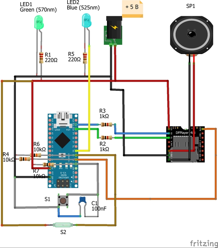 Дверной mp3 звонок на Arduino и MP3-TF-16P с датчиком открытия двери и робобабой - Моё, Arduino, Электроника, Своими руками, Я сделяль, Длиннопост