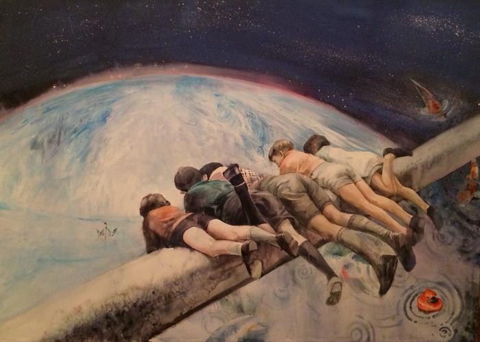 Watercolor Children. This. Our. Future, by Kateryna Cherniavska - My, Watercolor, Children, Art, Space, Planet, Water, Ecology, Painting, Longpost