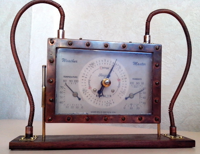 Barometer-thermometer-hygrometer. Steampunk. - My, Needlework without process, Handmade, Barometer, Thermometer, Hygrometer, Steampunk, Longpost