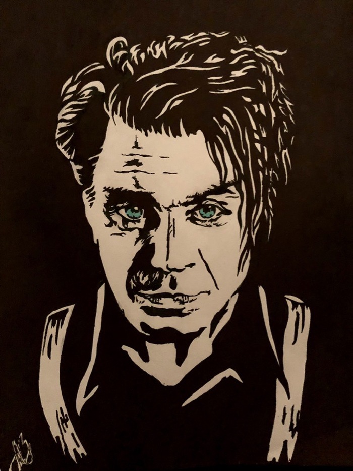 I drew Til with a marker)) - My, Drawing, , Black and white, Till Lindemann, , Rammstein