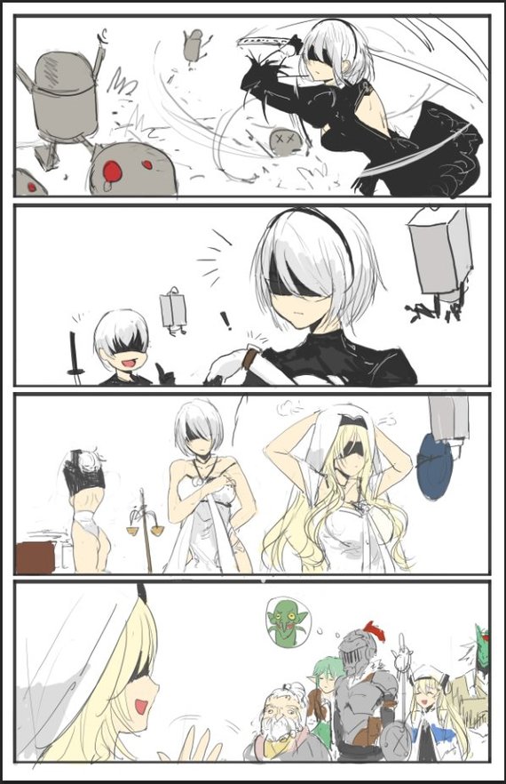 Не всё так просто с гоблинами, как кажется - NSFW, Goblin Slayer, NIER Automata, Yorha unit No 2 type B, Sword Maiden