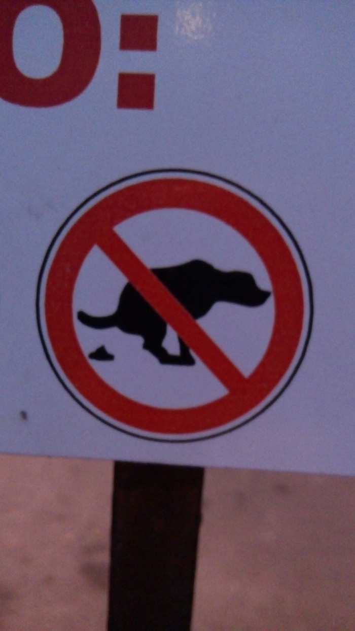 Don't shit! - My, Road sign, Dog