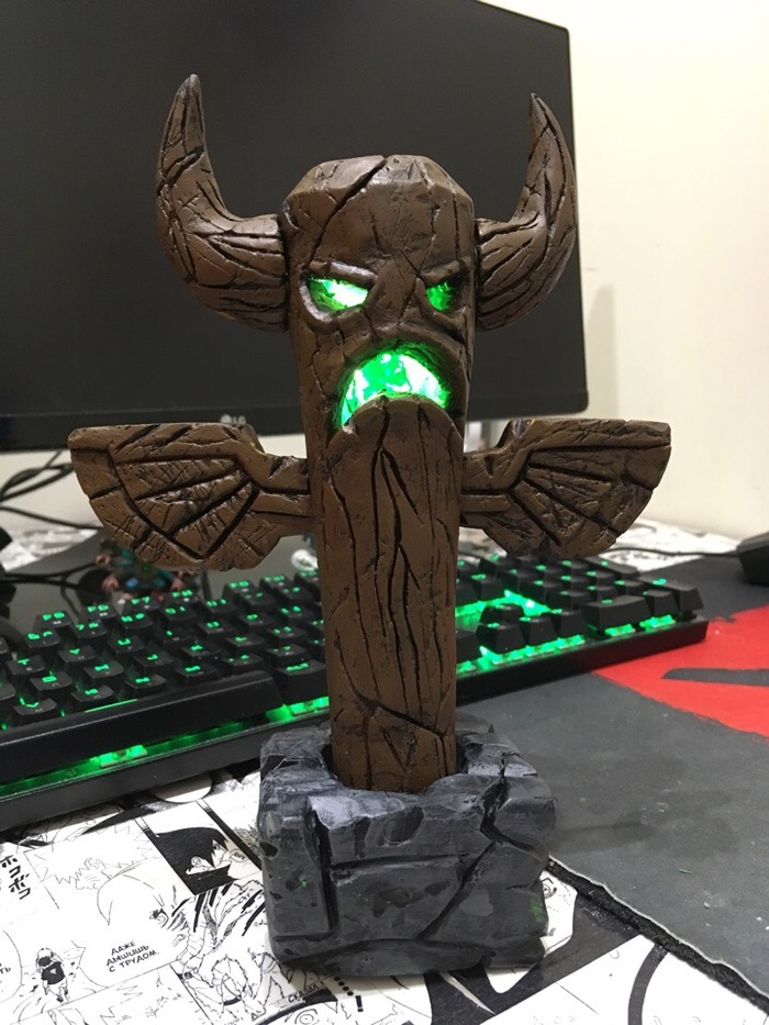 Nightlight - Healing totem / Hearthstone - My, Craft, Handmade, Polymer clay, , Creation, Hearthstone, Warcraft, World of warcraft, Longpost