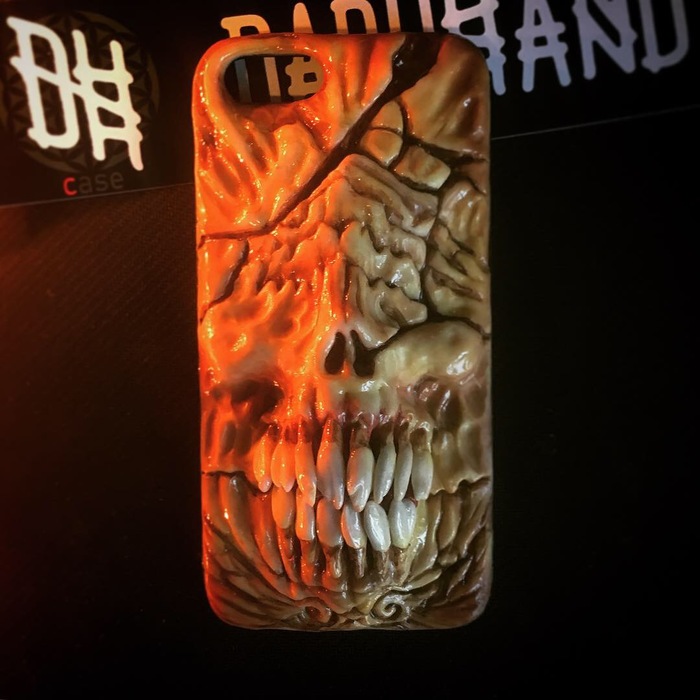 Angel of death from hellboy for IPhone 6, made of polymers, at the request of the customer, the teeth were enlarged. - My, Needlework, Needlework without process, Polymer clay, Video, Longpost, Case, Case for phone