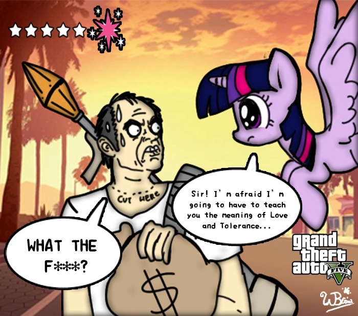 Sixth asterisk - My little pony, Twilight sparkle, Gta 5, , Comics, Crossover, Crossover