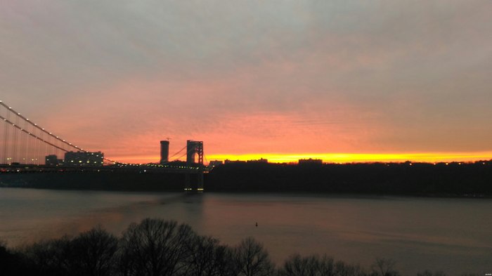 The night is falling down to NYC -, -, , Hudson River, Washington Bridge,  , 