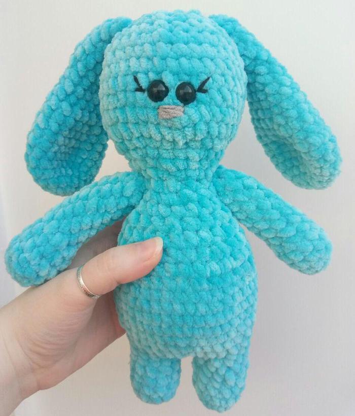 Plush Bunny - My, Crochet, Amigurumi, Needlework without process, Rukozhop, Knitted toys, Longpost