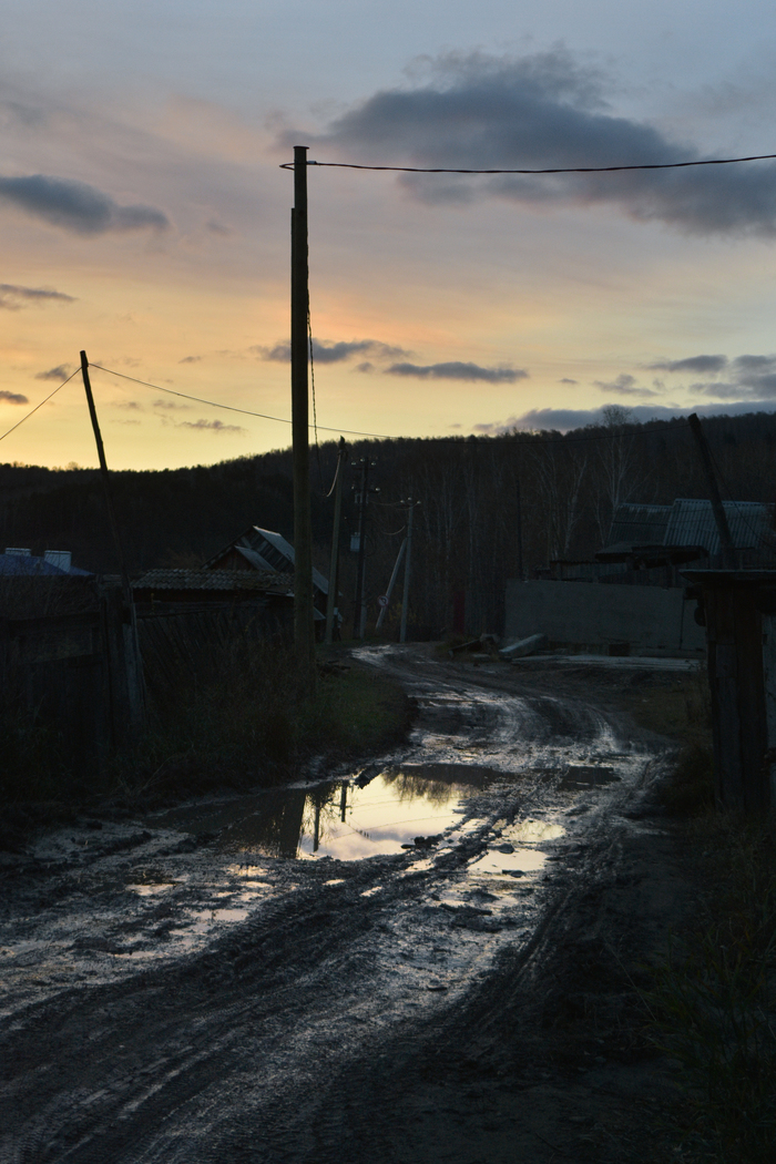 Дорога в глубинке - Моё, Дорога, Закат