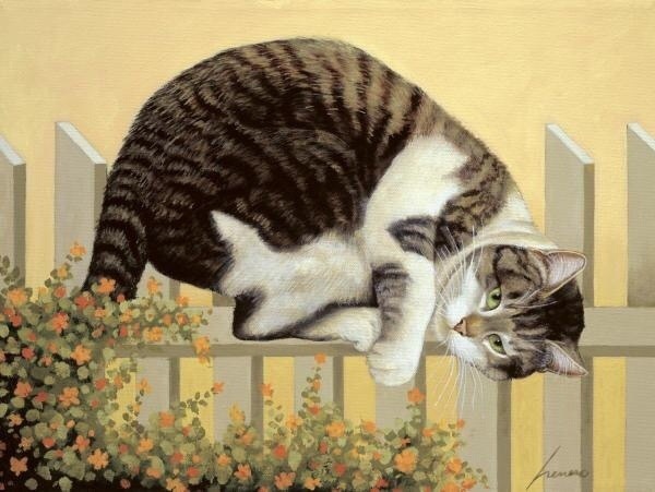 Good well-fed cats of the American artist Lowell Herrero (Lowell Herrero) - Art, cat, Fat cats, Longpost