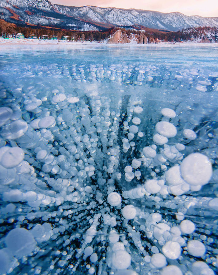 Frozen air bubbles in the lake - Bubbles, Ice, Lake, Nature, Cold, The photo