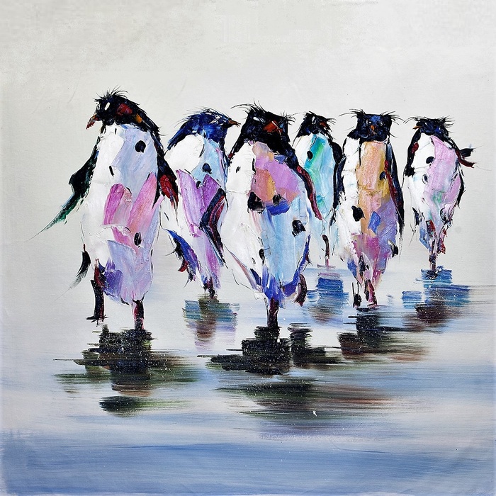 Oil painting Royal penguin. Slowly gait ... - Penguins, Arctic, Painting, Painting, Interior painting, Impressionism