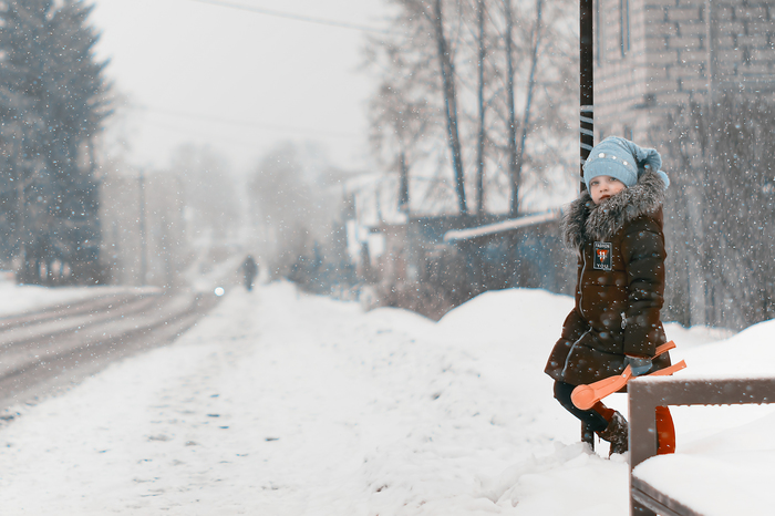 Winter mood... - My, Nikon d5300, Nikkor 50mm, Baby photo, Winter, Snowfall, Tutaev, The photo