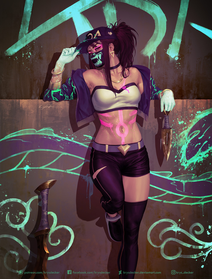 Akali KDA Art - Арт, Krysdecker, League of Legends, Akali, KDA, Длиннопост