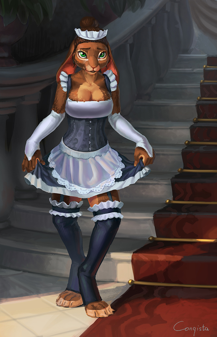 maid - My, Art, Anthro, Furry, Rabbit, Conqista