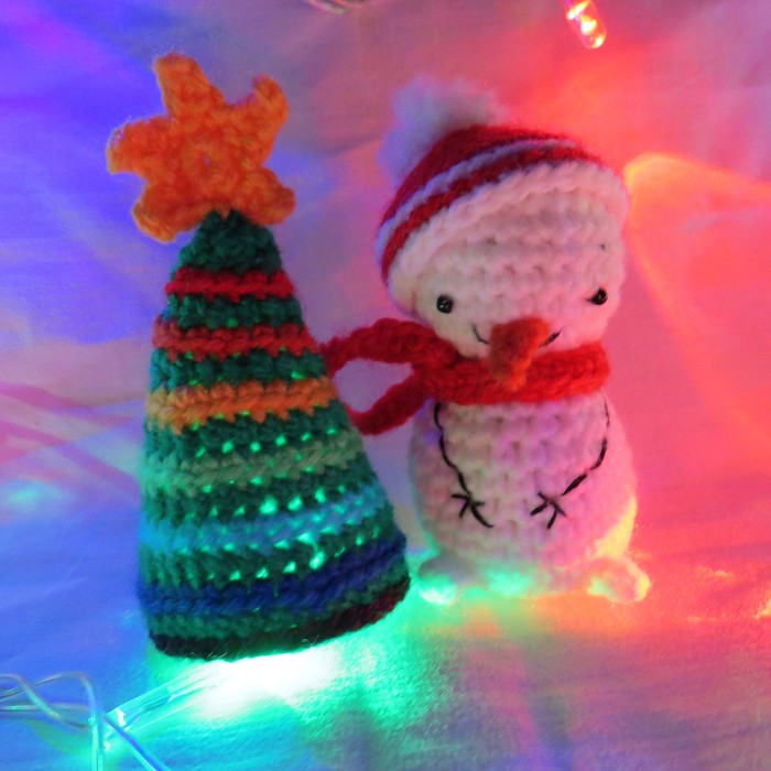 snowman and tree - My, Longpost, New Year, snowman, Needlework, Needlework without process, Knitting, Winter