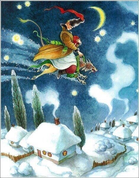 Illustrations for N. Gogol's story The Night Before Christmas - Art, Images, Painting, Drawing, Artist, Nikolay Gogol, Christmas Eve, Story, Longpost