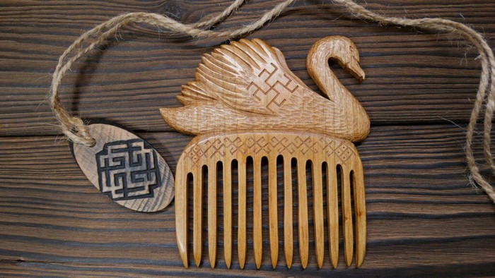 Comb made of cherry wood Swan - My, Wood carving, Handmade, Crest, Wooden ridge, Symbol, Handmade, , Symbols and symbols