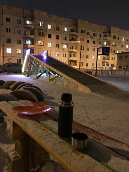 Hill in the yard - Severodvinsk, Slide, Winter, Snow, With your own hands, Initiative, Courtyard