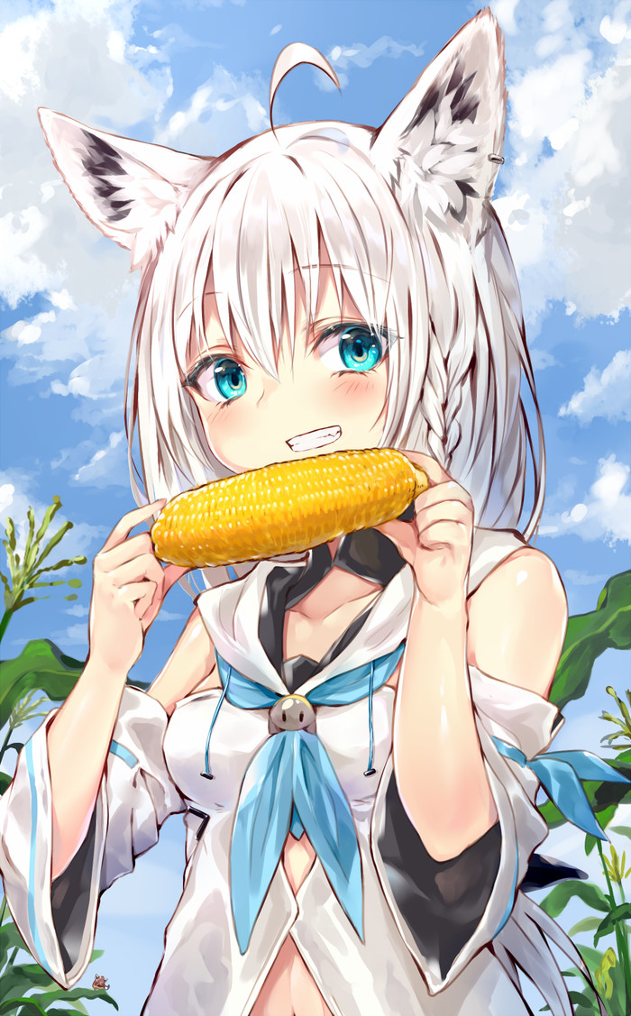 Eared - Longpost, Eared, Hololive, Anime art, Virtual youtuber, Shirakami fubuki